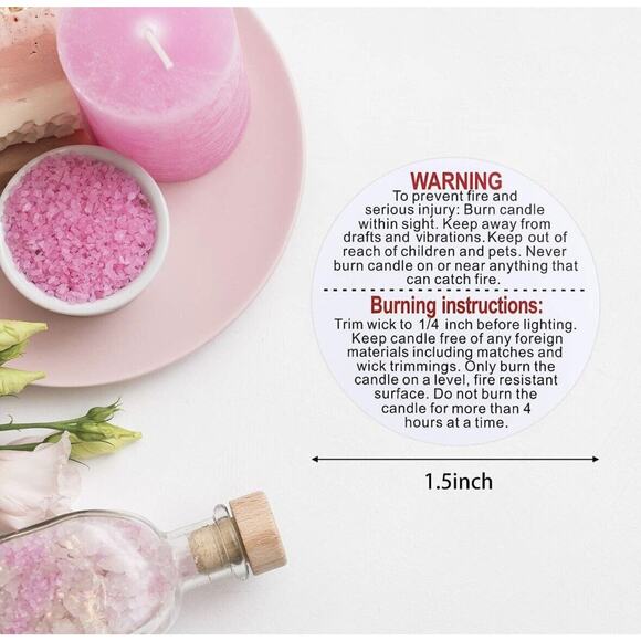 Zonon Candle Warning Label Stickers - Picture 2 of 4